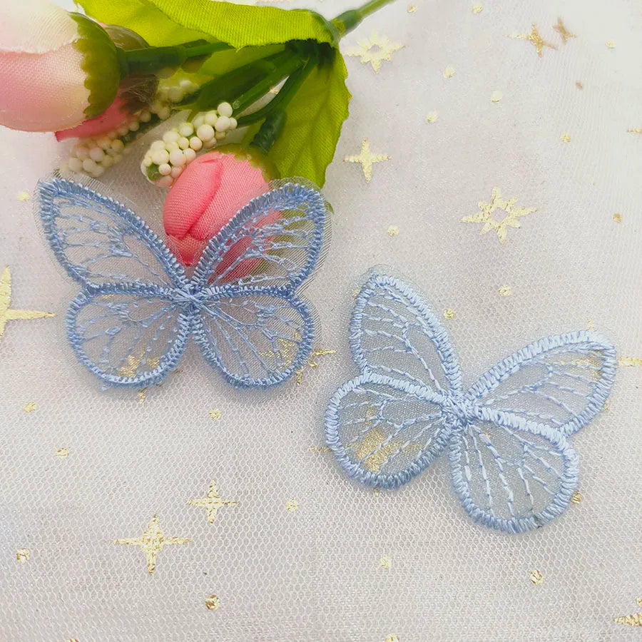 Embroidered mesh butterfly cloth patches Appliques for Clothes Sewing Supplies DIY Hair Clip Accessories