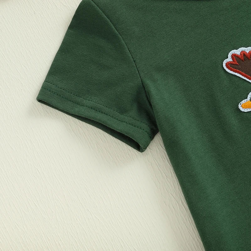 Toddler Boys Casual Outfits Cute Animal Print Short Sleeves T-Shirt and Elastic Denim Shorts Set for Summer Wear