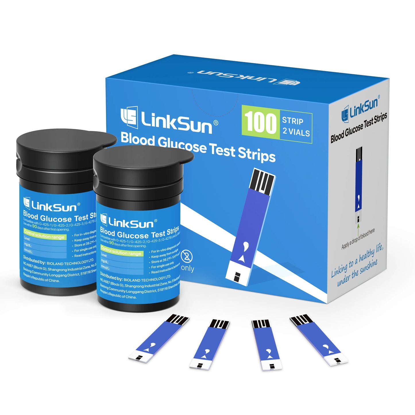 G-425-2 Linksun Blood Glucose Meter Glucometer Kit Medical Diabetes Testing Blood Sugar Tester Digital Glucosemeter Complete Kit