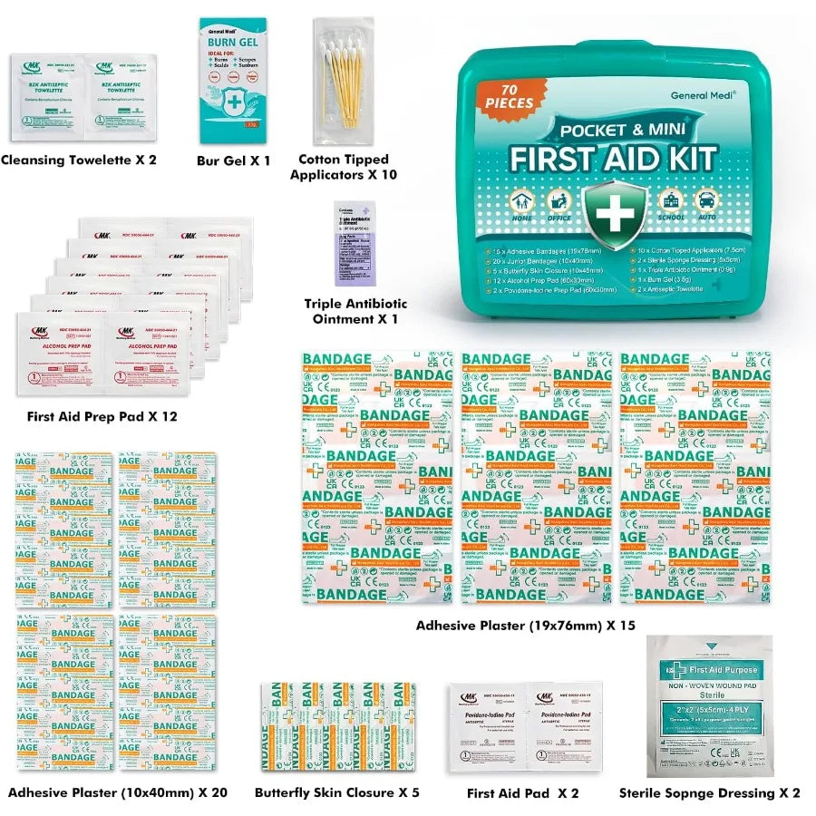 General Medi 420 Piece First Aid Kit with 6 Individual Boxes of 70 Items Each Premium Medical Supplies Ideal for Travel Home Of