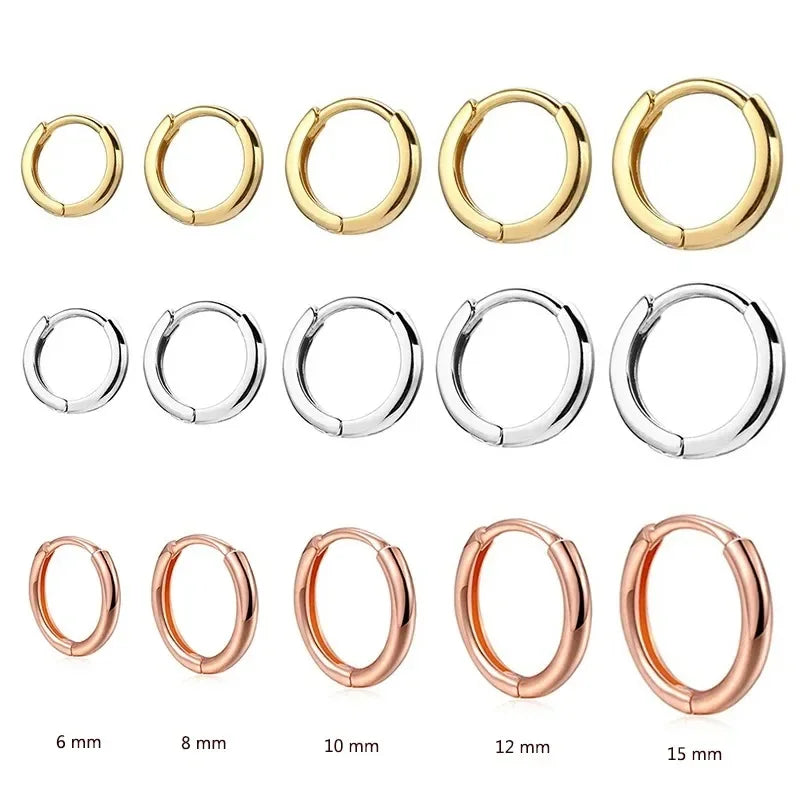 2pcs Fashion Hoop Earrings, Gold Color Tiny Cartilage Earrings Piercing Jewelry Trendy Female Hoops Earrings For Women Men