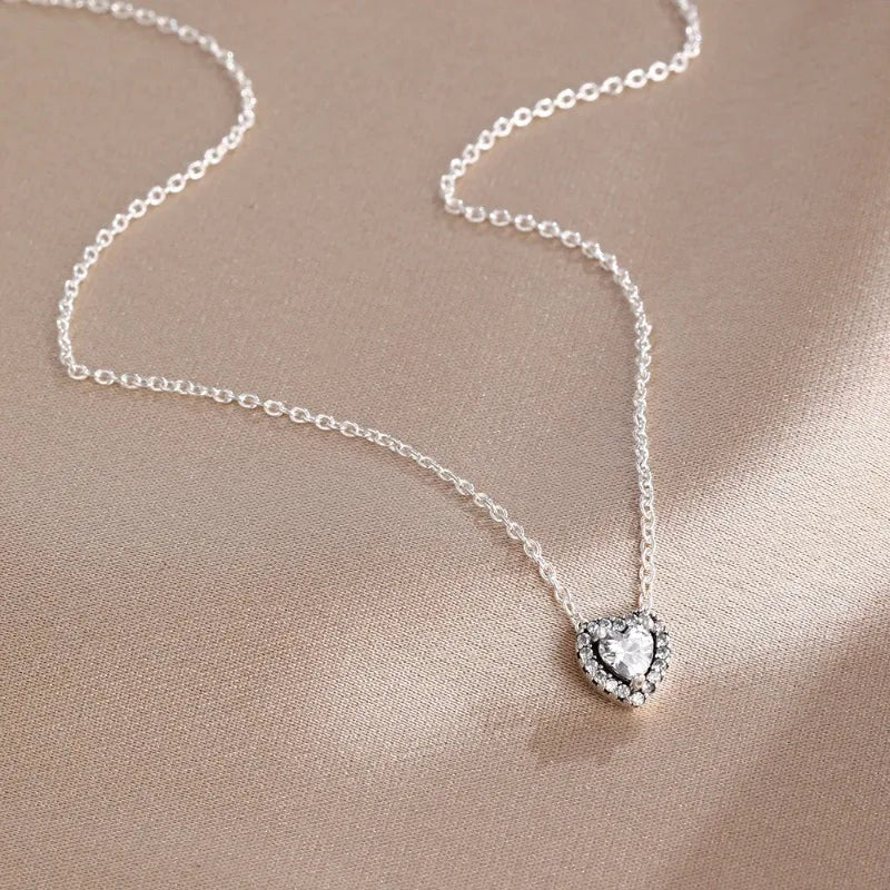 Collar de Plata 925 Nuevo: Corazón + Lazo Cuadrado de Árbol de la Vida – Exquisito Regalo de Joyería de Alta Calidad