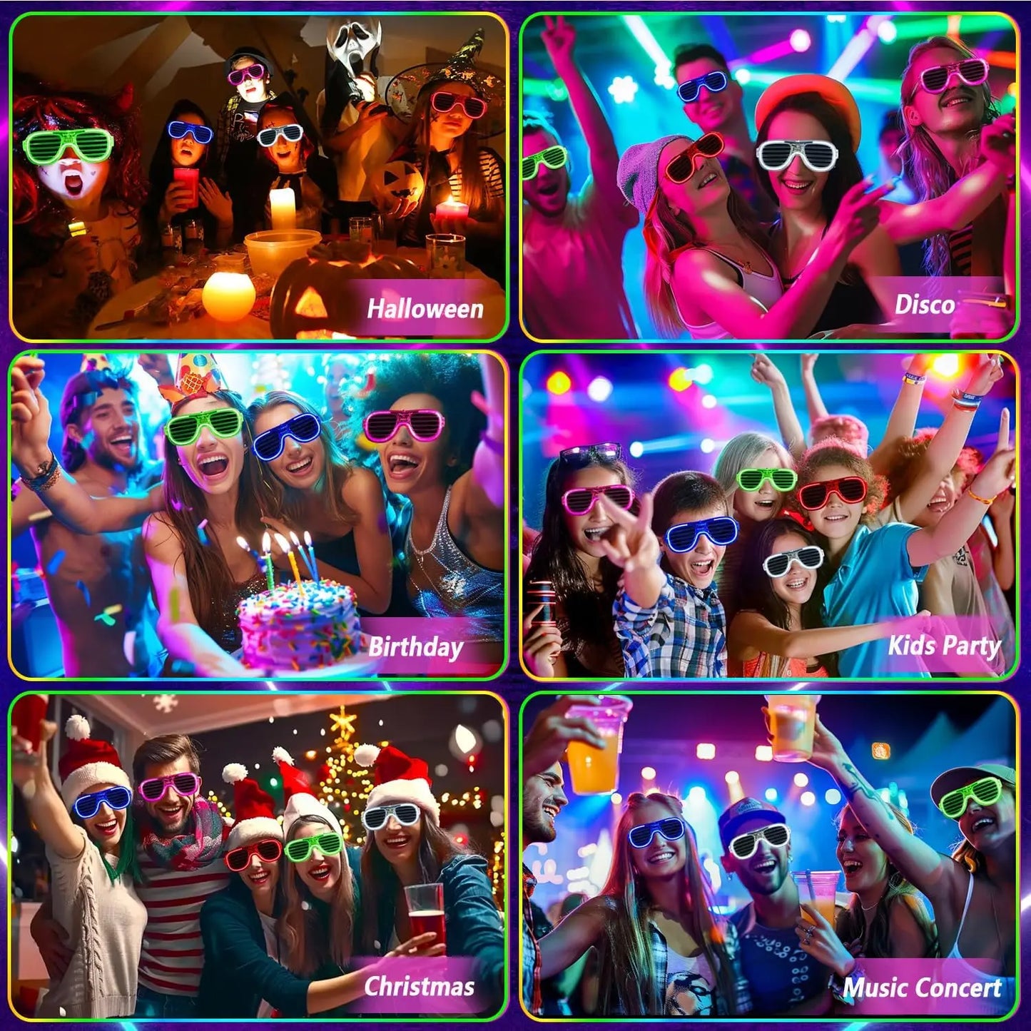 Led Glasses For Kids Adults Glow In The Dark Party Favor Supplies Bulk Light Up Glasses Toys For Party Halloween