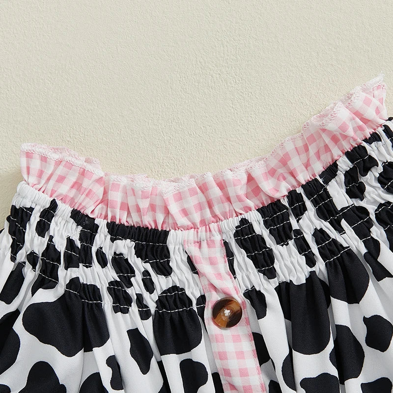 Girls Summer Outfit Leopard Print Sleeveless Top and Distressed Denim Shorts with Frayed Hem and Belt Set