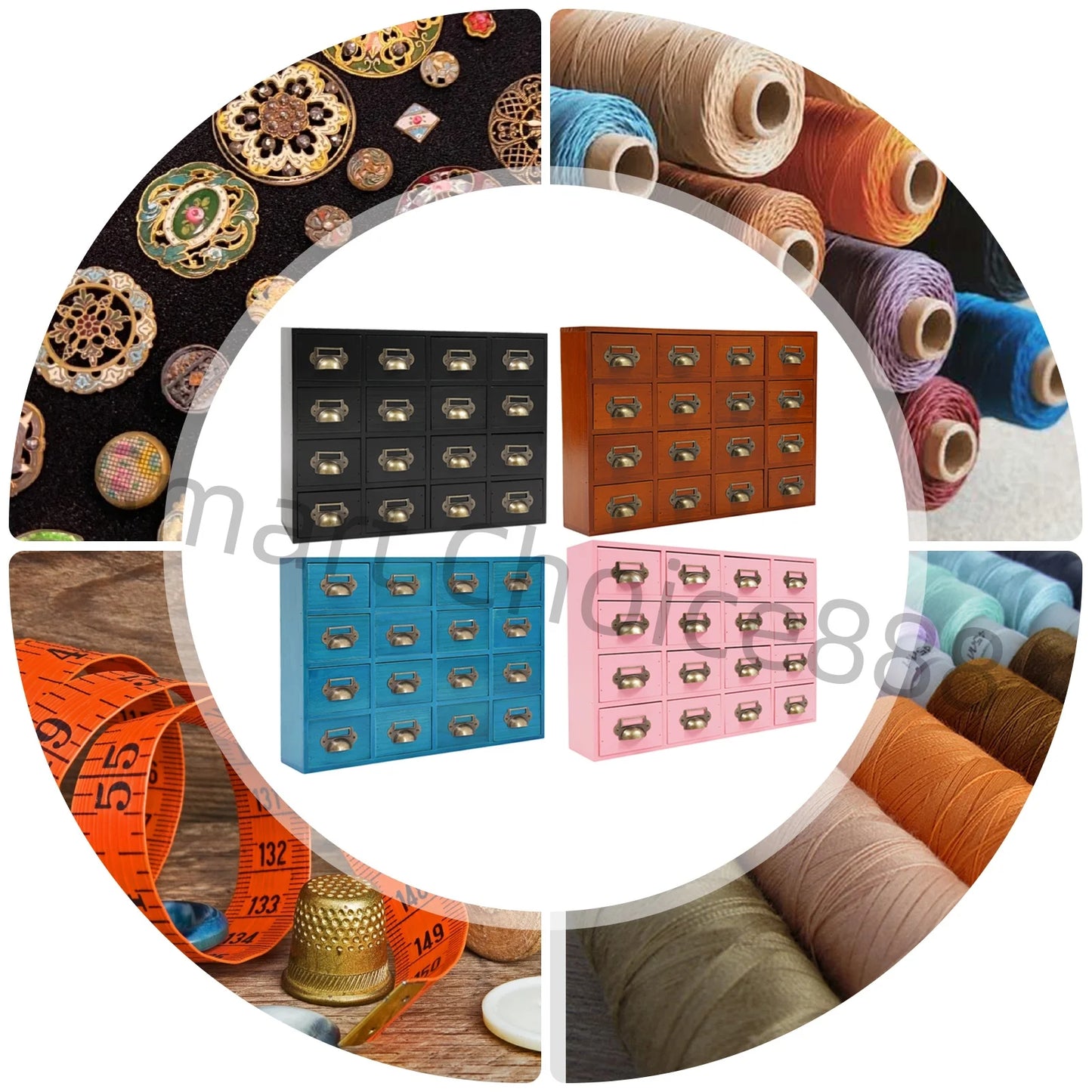 16 Drawers Apothecary Dustproof Mini Drawer Organizer Drawer Box Wood Organizer Craft Cabinet Brown/Black/Pink/Blue