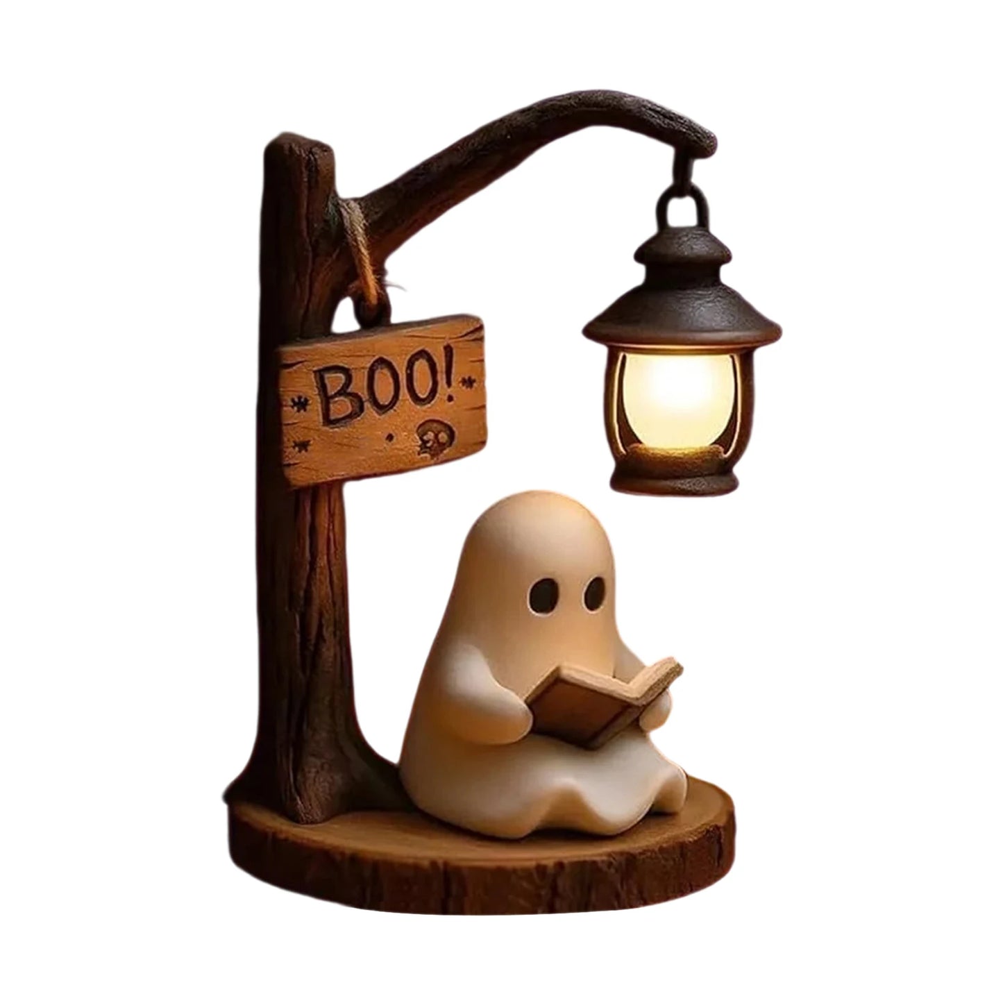 Cute Ghost Reading Desktop Ornaments Halloween Resin Material Creative Decoration Festive Atmosphere Arrangement
