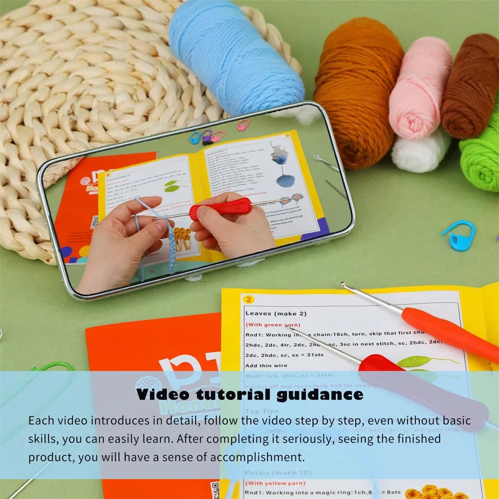 DIY Elephant Ornament Knitting Material Set Crochet Kit Included Yarn and Hook for Handmade Craft