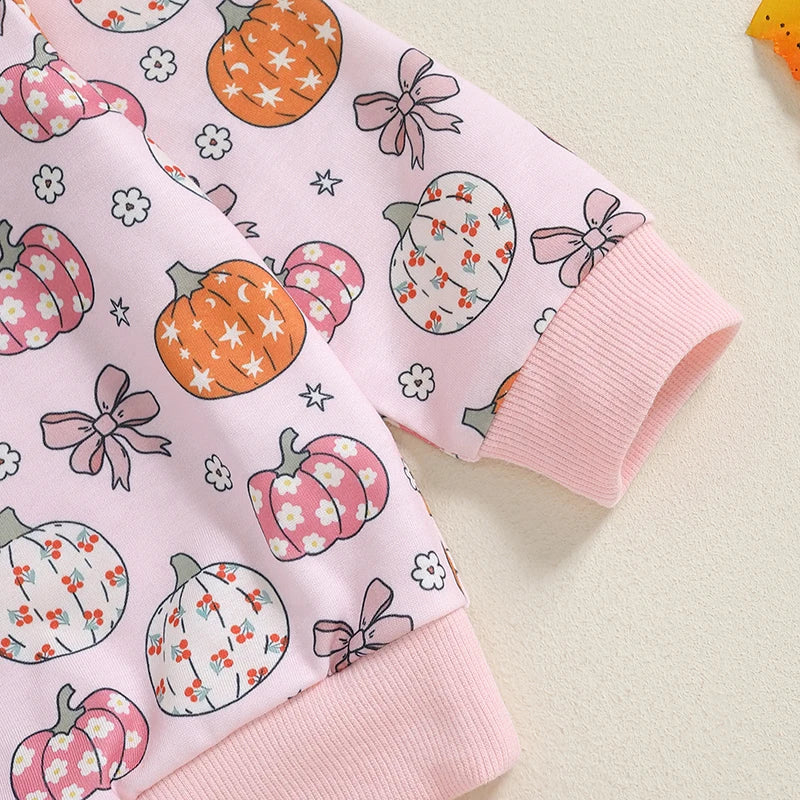 Adorable Infant Girls Halloween Costume Pumpkin Patterned Long Sleeve Top and Stretchy Pants Set Toddler Halloween Outfit Cute