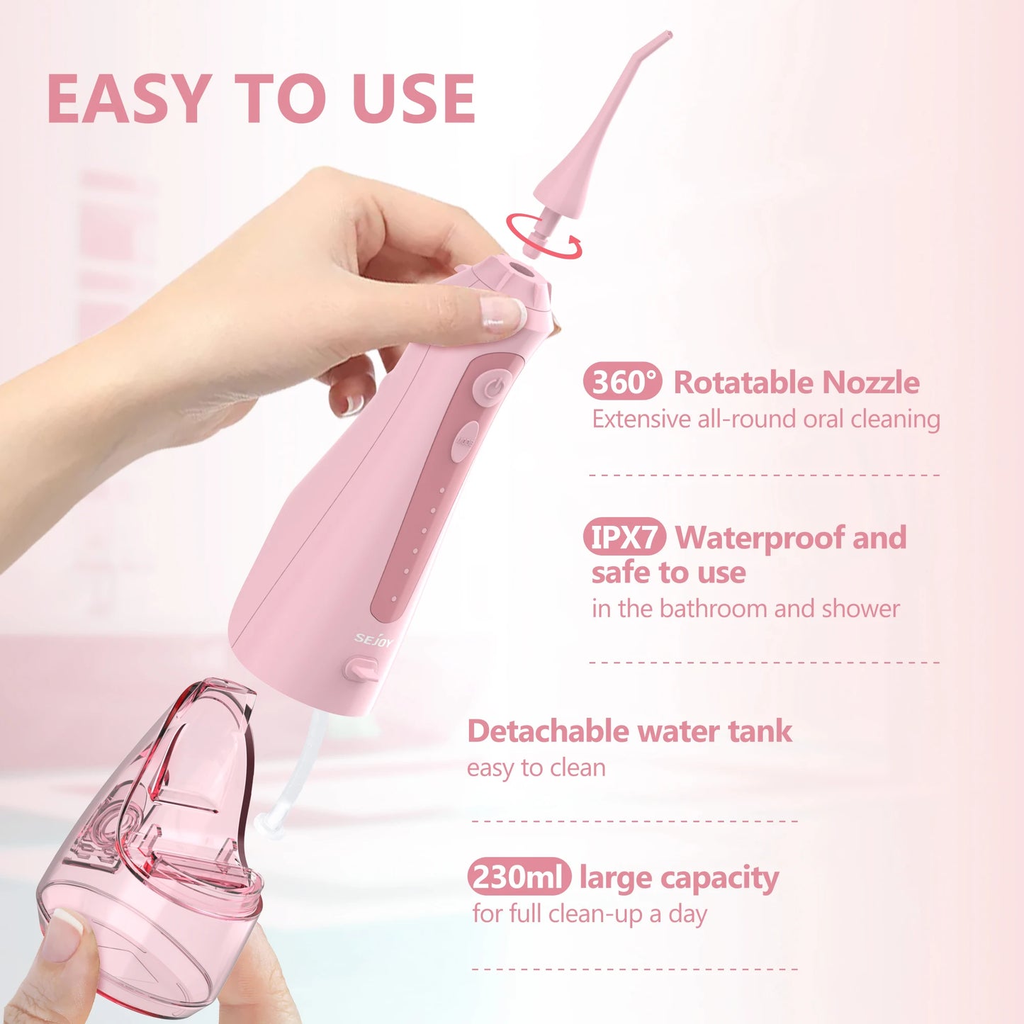 Sejoy Oral Irrigator Dental Water Flosser &  Electric Toothbrush Portable Dental Water Jet kit Rechargeable for Home Travl