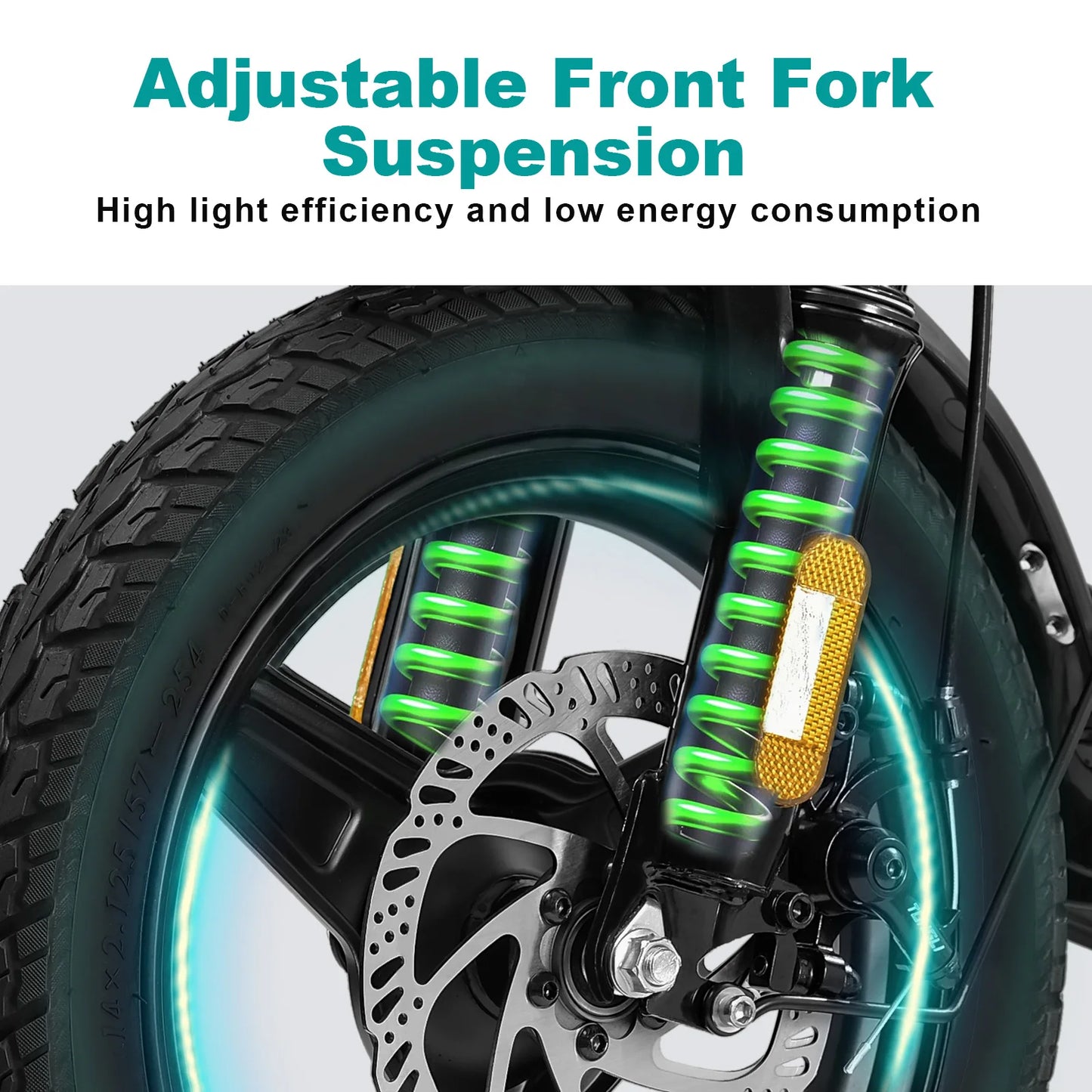 14-inch electric bike, easy to fold, adult commuter electric bike, 500W motor, removable battery, 20-mile maximum range