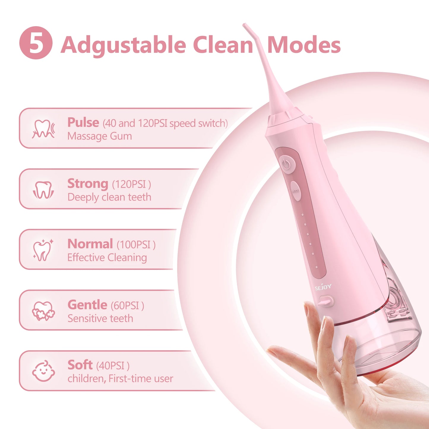 Sejoy Oral Irrigator Dental Water Flosser &  Electric Toothbrush Portable Dental Water Jet kit Rechargeable for Home Travl