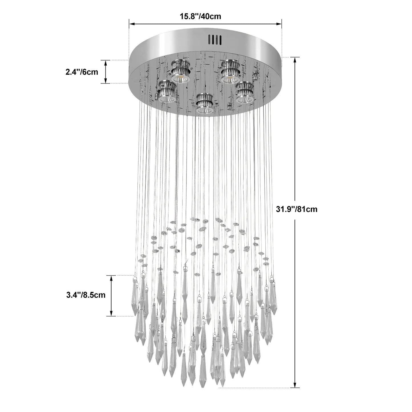VETRULUS Crystal Ceiling Chandelier Luxury Home Decor Living Room Bedroom  Pendant Lights Lustre Lighting Fixture Ceiling Lamps
