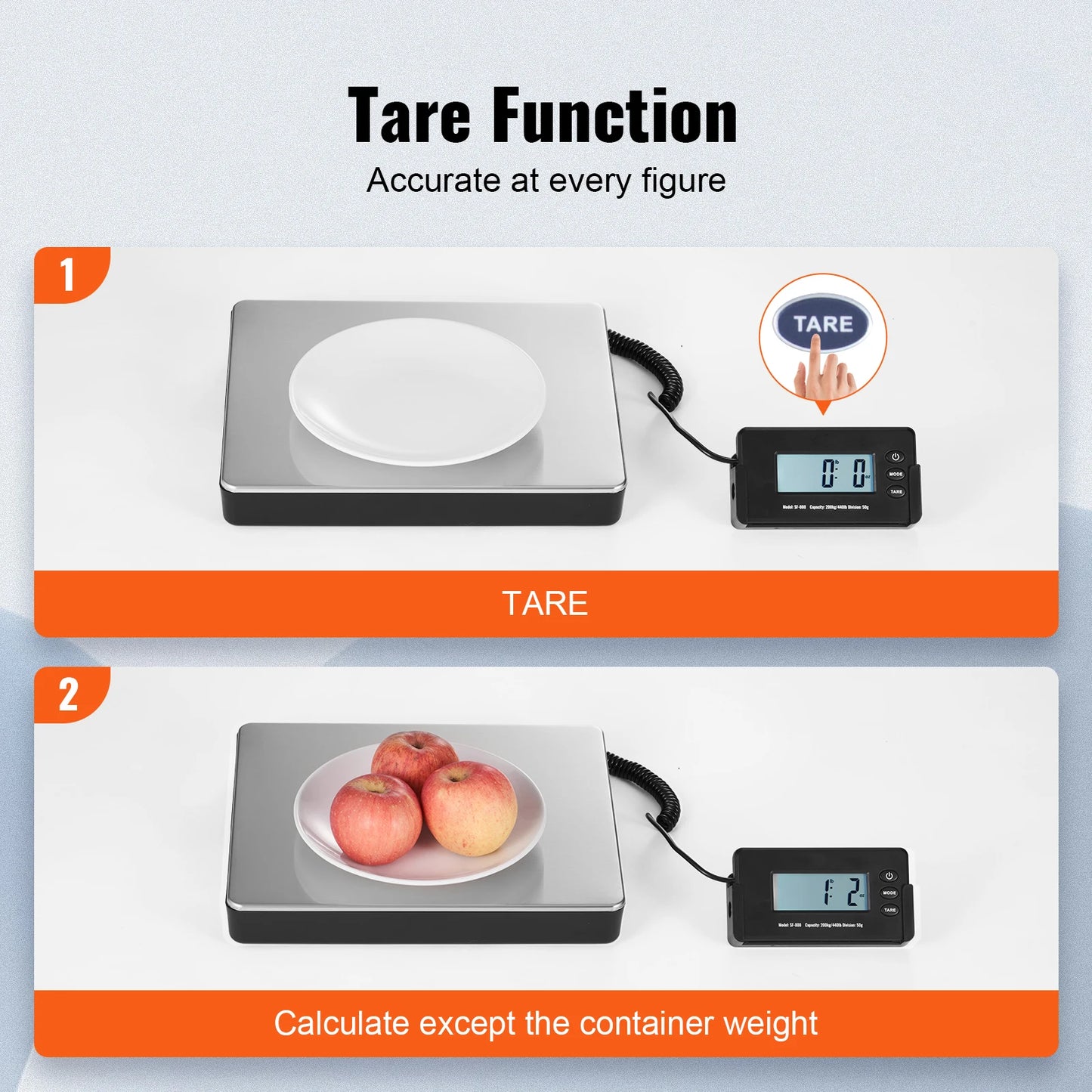 SucceBuy 440 Lbs Digital Shipping Scale Tare Function HD LCD
