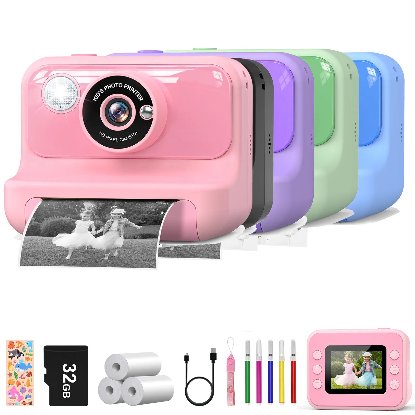 Kids Camera Instant Print 1080P HD Thermal Printing Camera 2.4 Inch Mini Digital Camera Toy For Toddle