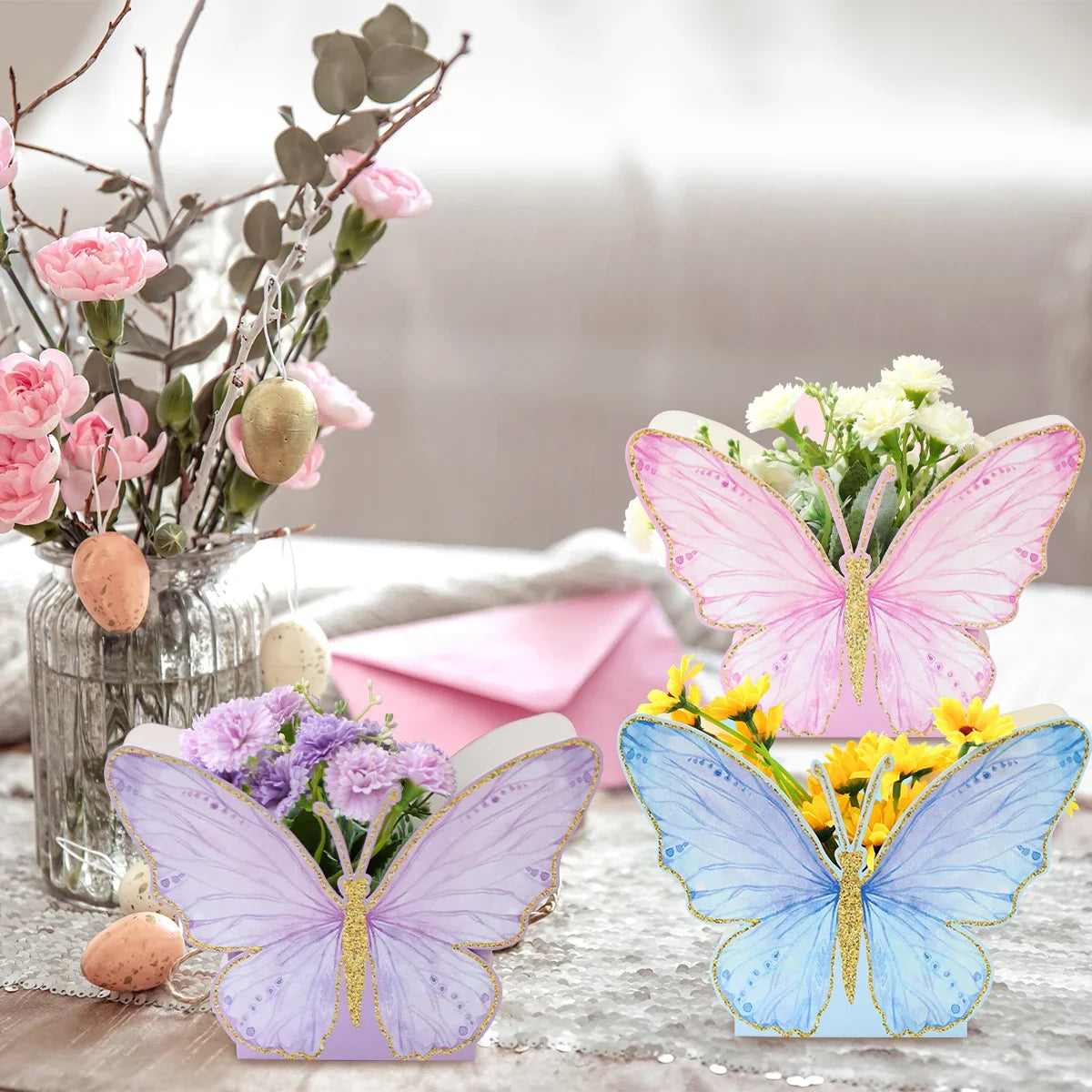 6pcs 20x14cm 3D Simulation Butterfly Birthday Decoration Girl Butterfly Decor Birthday Party Baby Shower Wedding Decoration