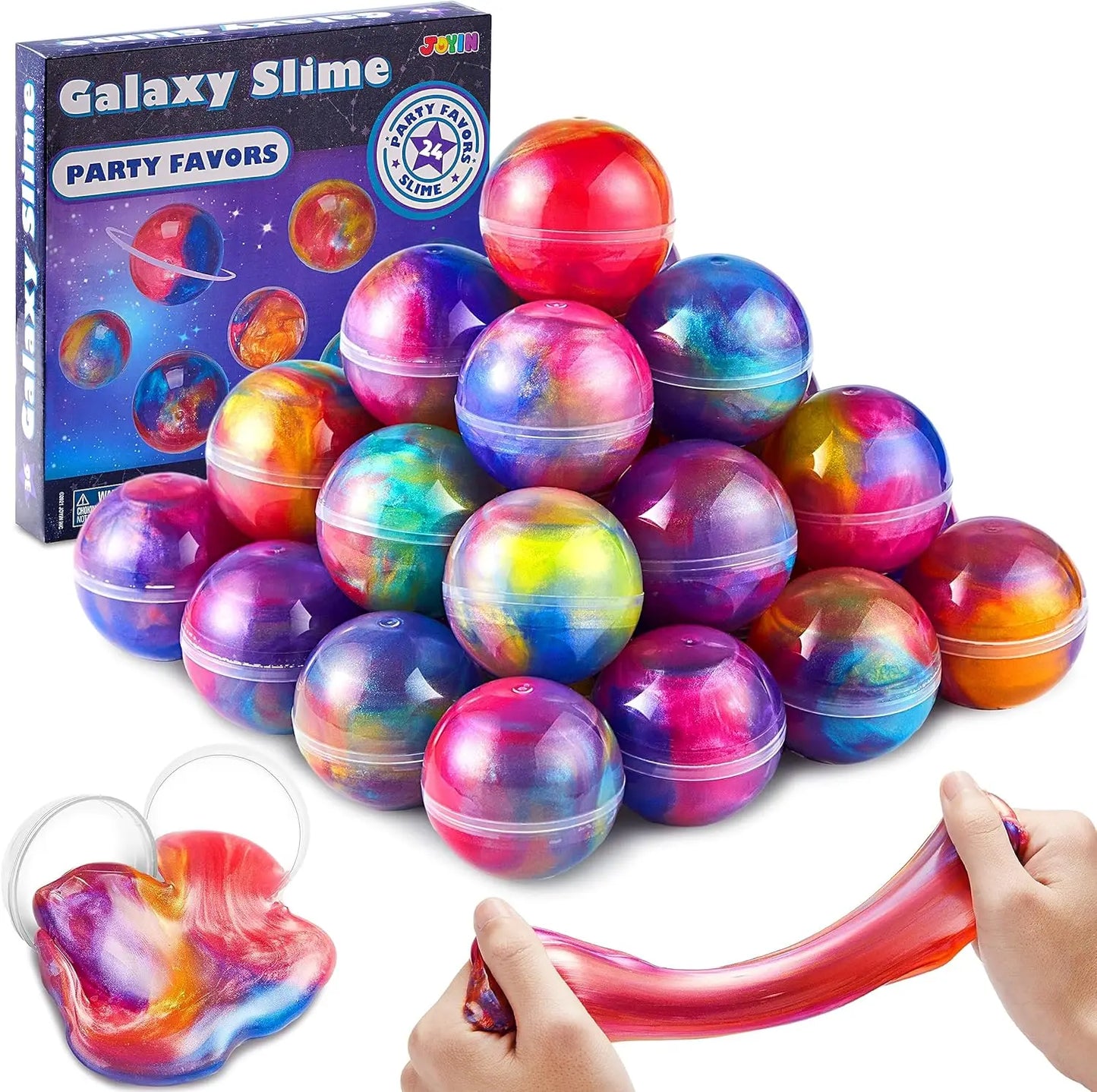 Joyfy 24 Pcs Mini Slime Party Favors Multicolor Galaxy Slime Balls Putty for Kids Stress Relief Treasure Bag Toys Easter Egg