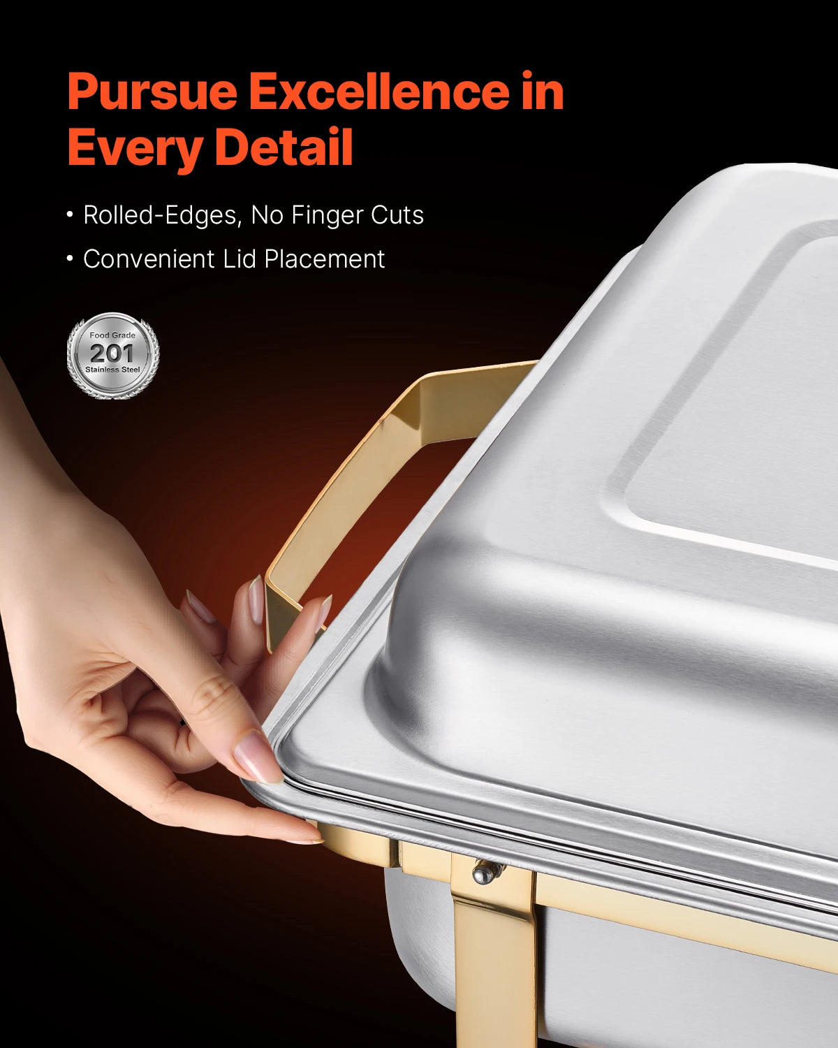 SucceBuy 8 Qt 4 Pack Chafing Dish Buffet Set Stainless Steel Chafer with 2 Full Size and 4 Half Size Pans Catering Warmer Server