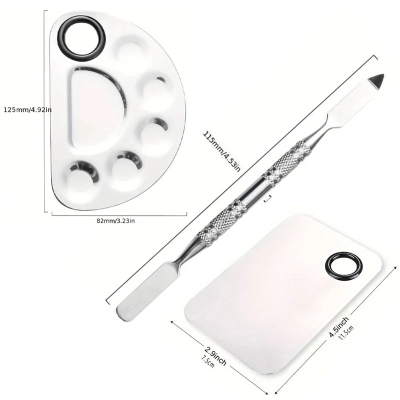 Stainless Steel Makeup Mixer Nail Art Polish Mixing Plate Foundation Eyeshadow Mixer Palette with Spatula Rod Beauty Tools Stain