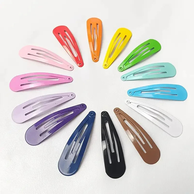 50Pcs Snap Hair Clips Candy Color Glossy 2 Inches No Slip Metal Hair Pins Clips Barrettes Accessories for Baby Girls Toddlers