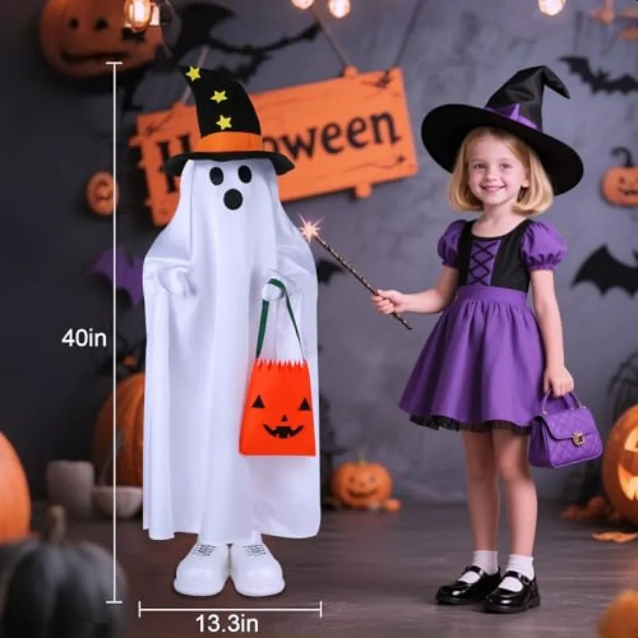 Halloween Decorations Light Up Ghost 40 Inch Trick or Treat Jack O Lantern Candy Pocket Porch Outdoor Decoration Halloween Deco