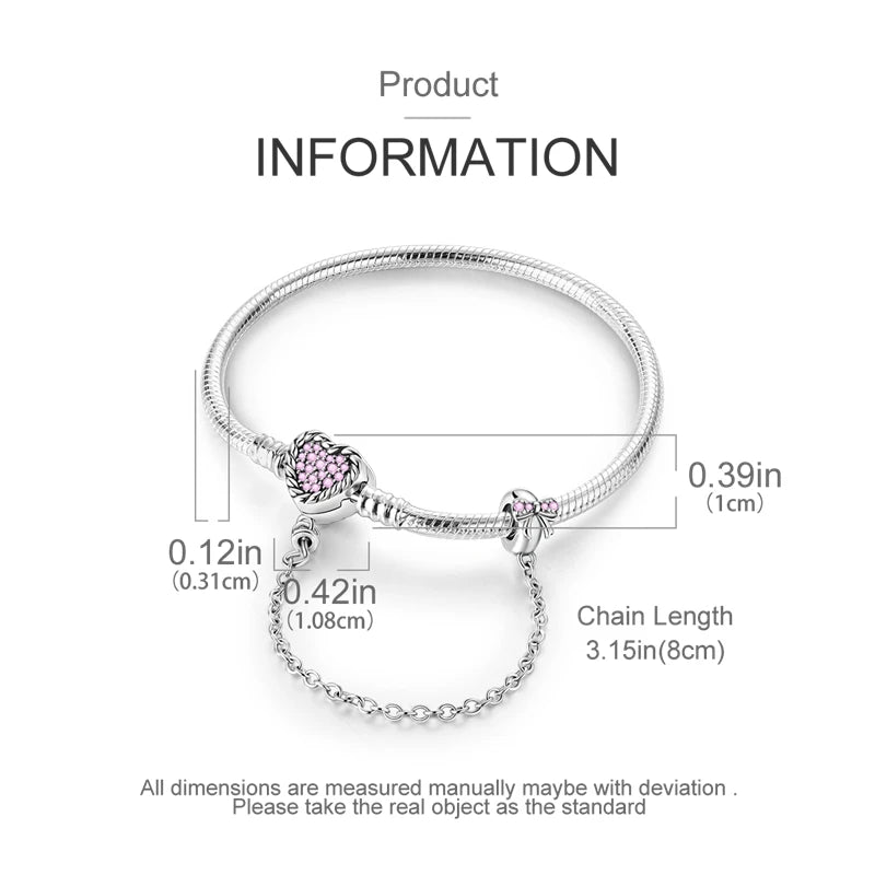 Pulsera Original de Plata de Ley 925 para Mujer – Diseño Corazón y Mariposa, Compatible con Pulsera Original