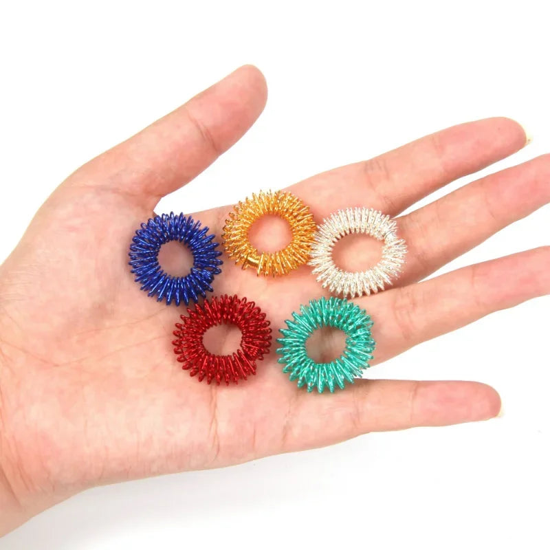 5-15pcs Acupressure Rings Spiky Sensory Finger Rings Set for Teens Adults Stress Reducer Massager Stress Relief Fidget Toys