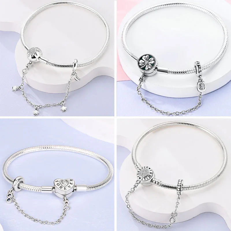Pulsera Original de Plata de Ley 925 para Mujer – Diseño Corazón y Mariposa, Compatible con Pulsera Original
