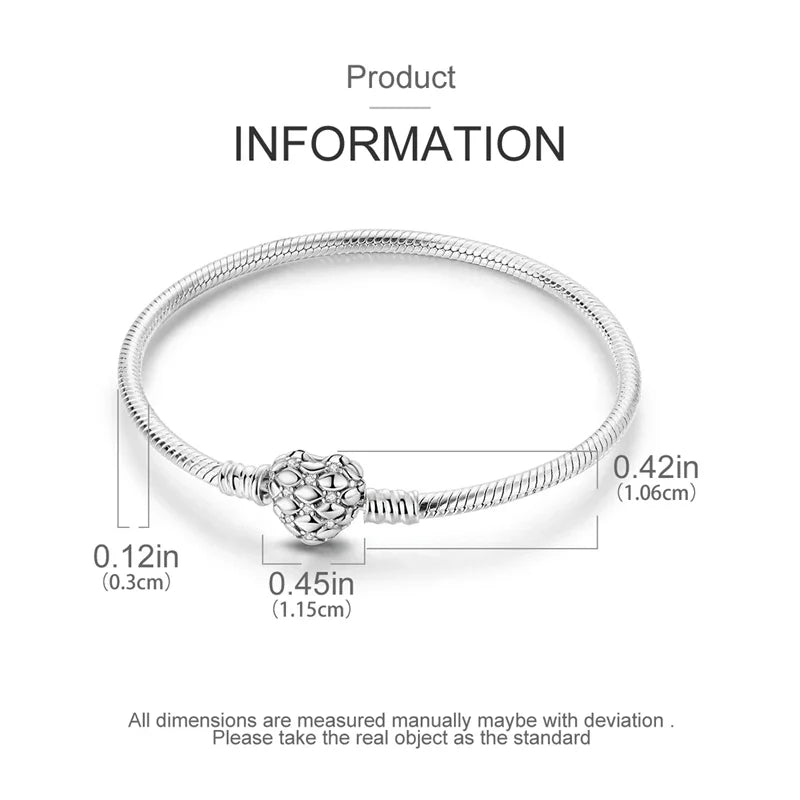 Pulsera Original de Plata de Ley 925 para Mujer – Diseño Corazón y Mariposa, Compatible con Pulsera Original