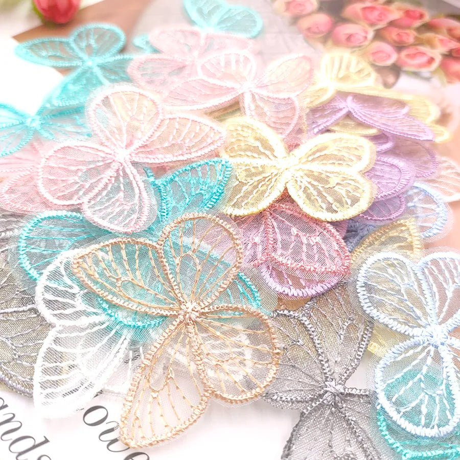 Embroidered mesh butterfly cloth patches Appliques for Clothes Sewing Supplies DIY Hair Clip Accessories