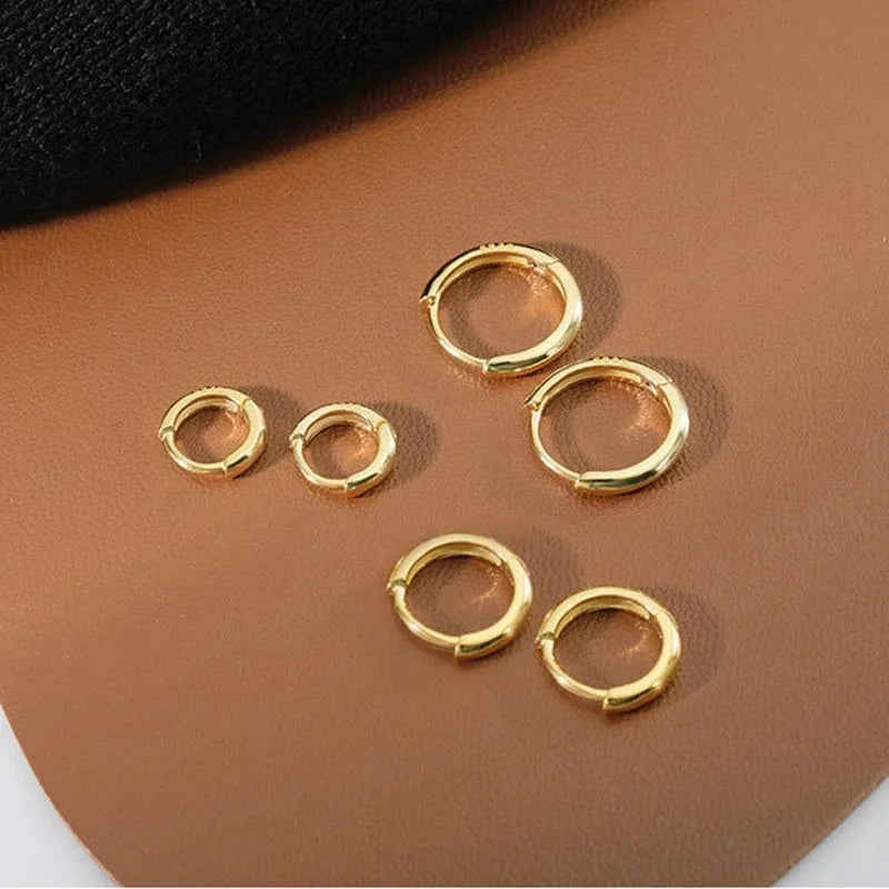 2pcs Fashion Hoop Earrings, Gold Color Tiny Cartilage Earrings Piercing Jewelry Trendy Female Hoops Earrings For Women Men
