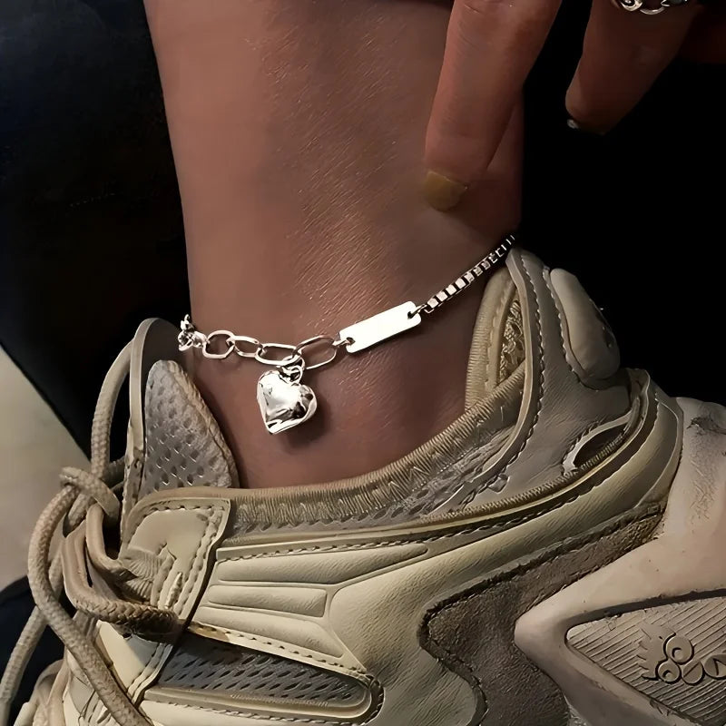 1PC Delicate Ankle Bracelet - Waterproof Chain Jewelry with Lucky Charm