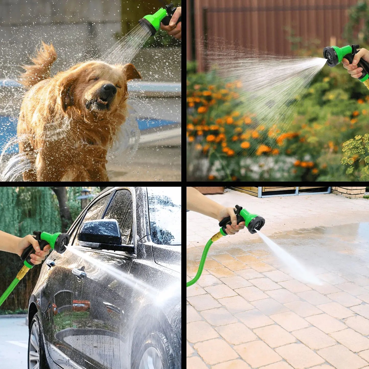 GardenJoy 50-100FT Expandable Garden Hose with Holder &10 Spray Nozzle 3/4 inch Flexible water hose Home Garden Watering Hose