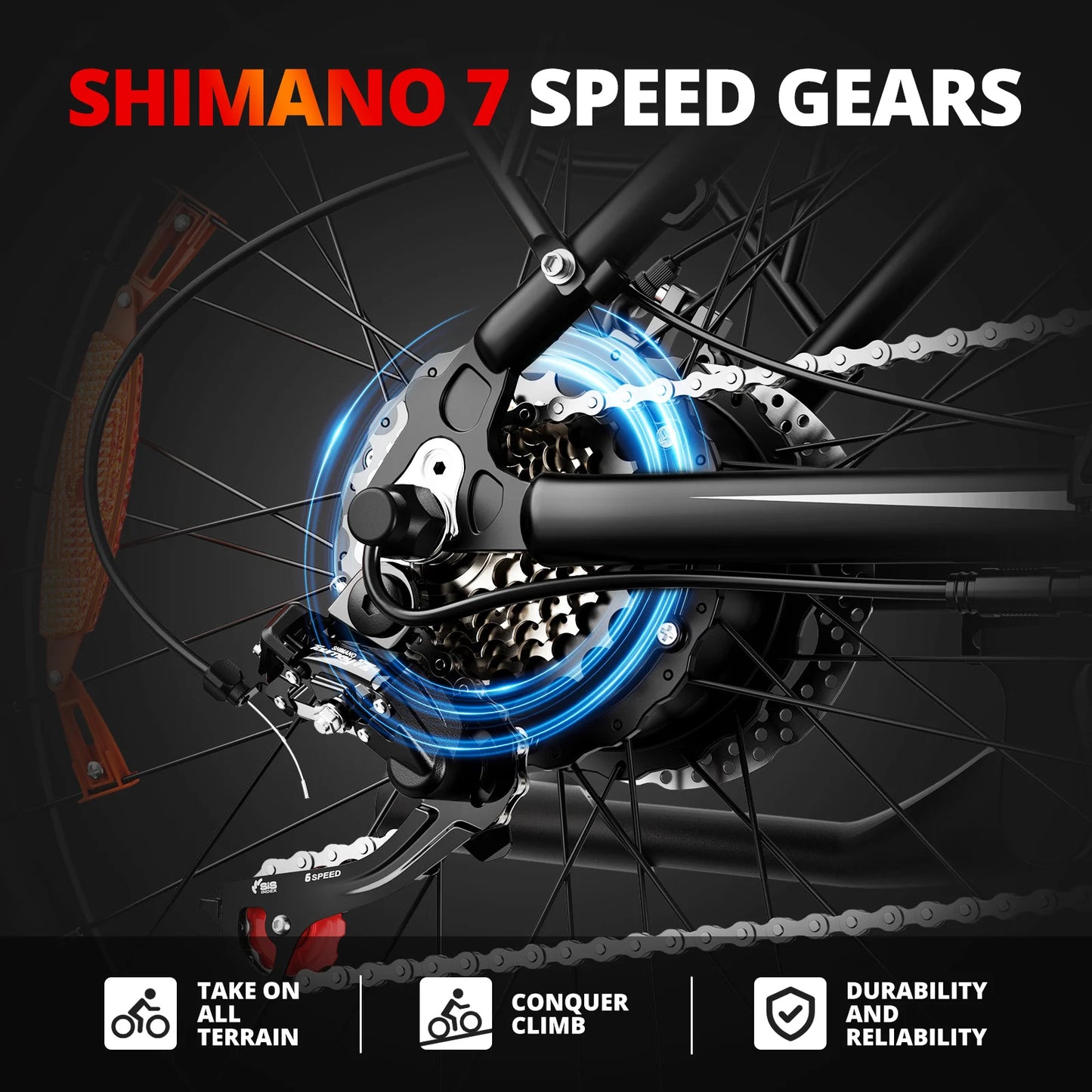 AMYET EB26 Electric Bike for Adults 1000W Electric Bicycle 48V 15AH E Bike 26" Fat Tire Mountain 31mph Dual Shock Absorber Ebike