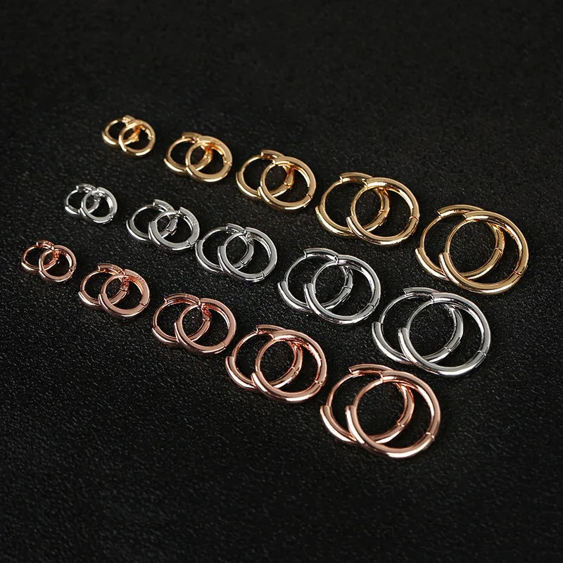 2pcs Fashion Hoop Earrings, Gold Color Tiny Cartilage Earrings Piercing Jewelry Trendy Female Hoops Earrings For Women Men