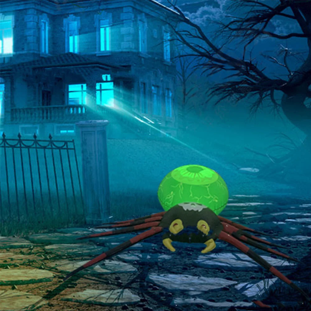 3.6FT Big Spider Inflatable PVC Glowing Spider Model Halloween Outdoor Decor with LED Light Holiday Ornament Courtyard Props