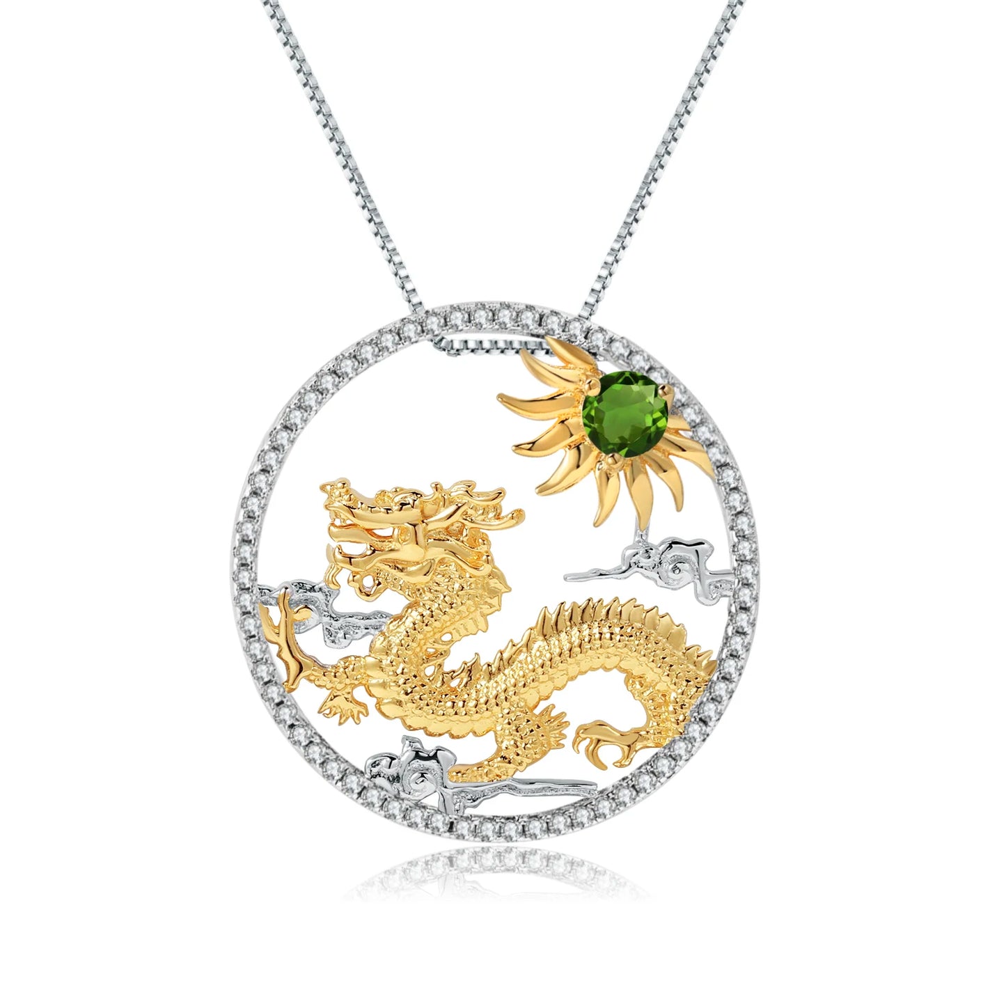 GEM'S BALLET 925 Sterling Silver Natural Swiss Blue Topaz Handmade Dragon Pendant Necklace For Women Chinese Zodiac Jewelry