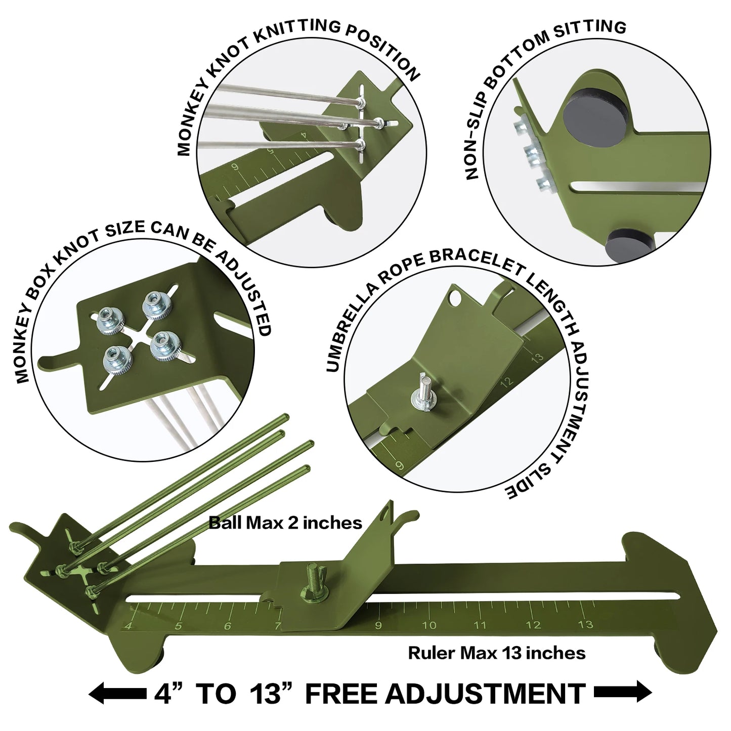 Paracord Bracelet Kit with Marlin Spike Tool Kit, Survival Bracelet Making Jig, Adjustable Length Jig Bracelet Maker for DIY