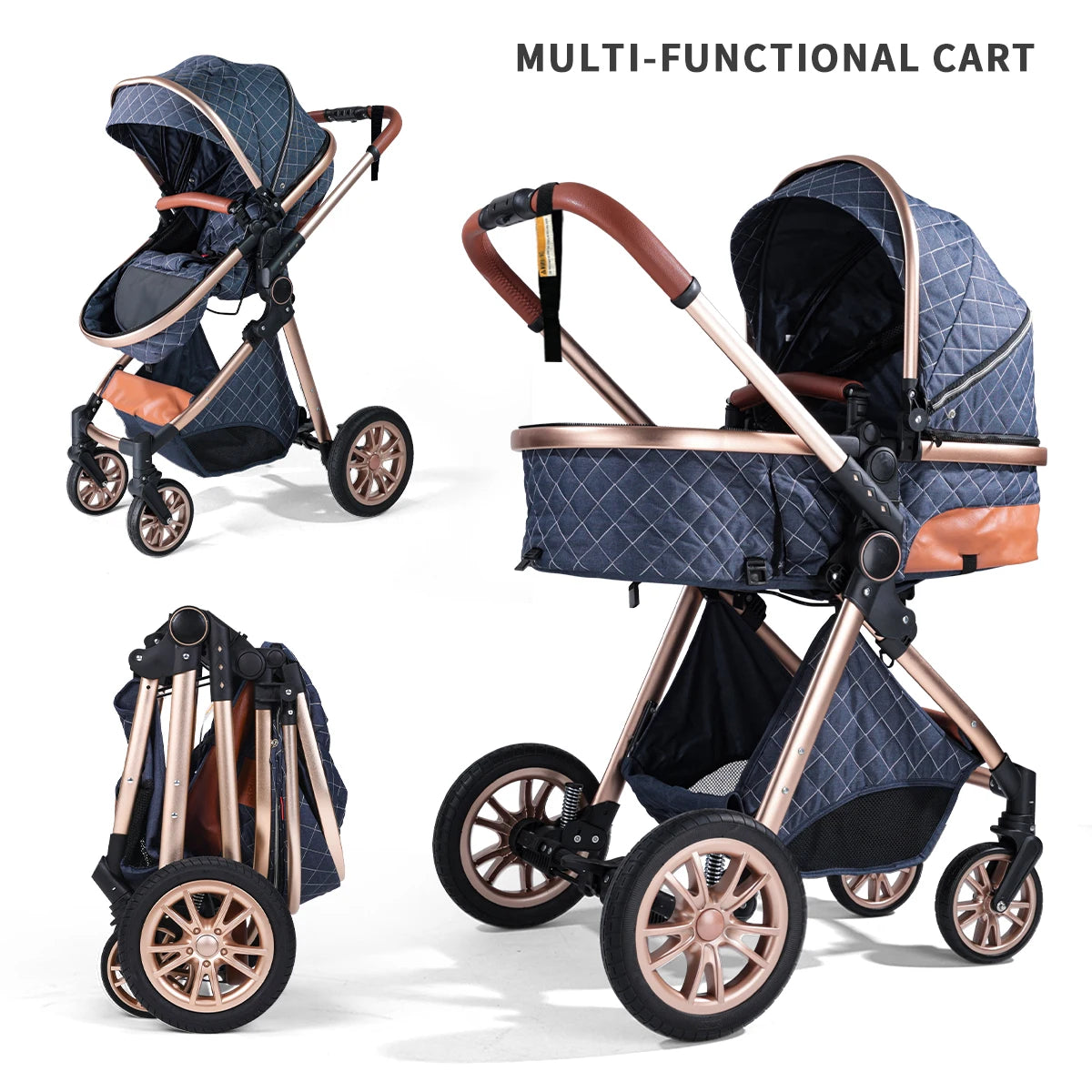 High landscape baby stroller, portable and foldable, a travel trolley that can be pushed in both directions