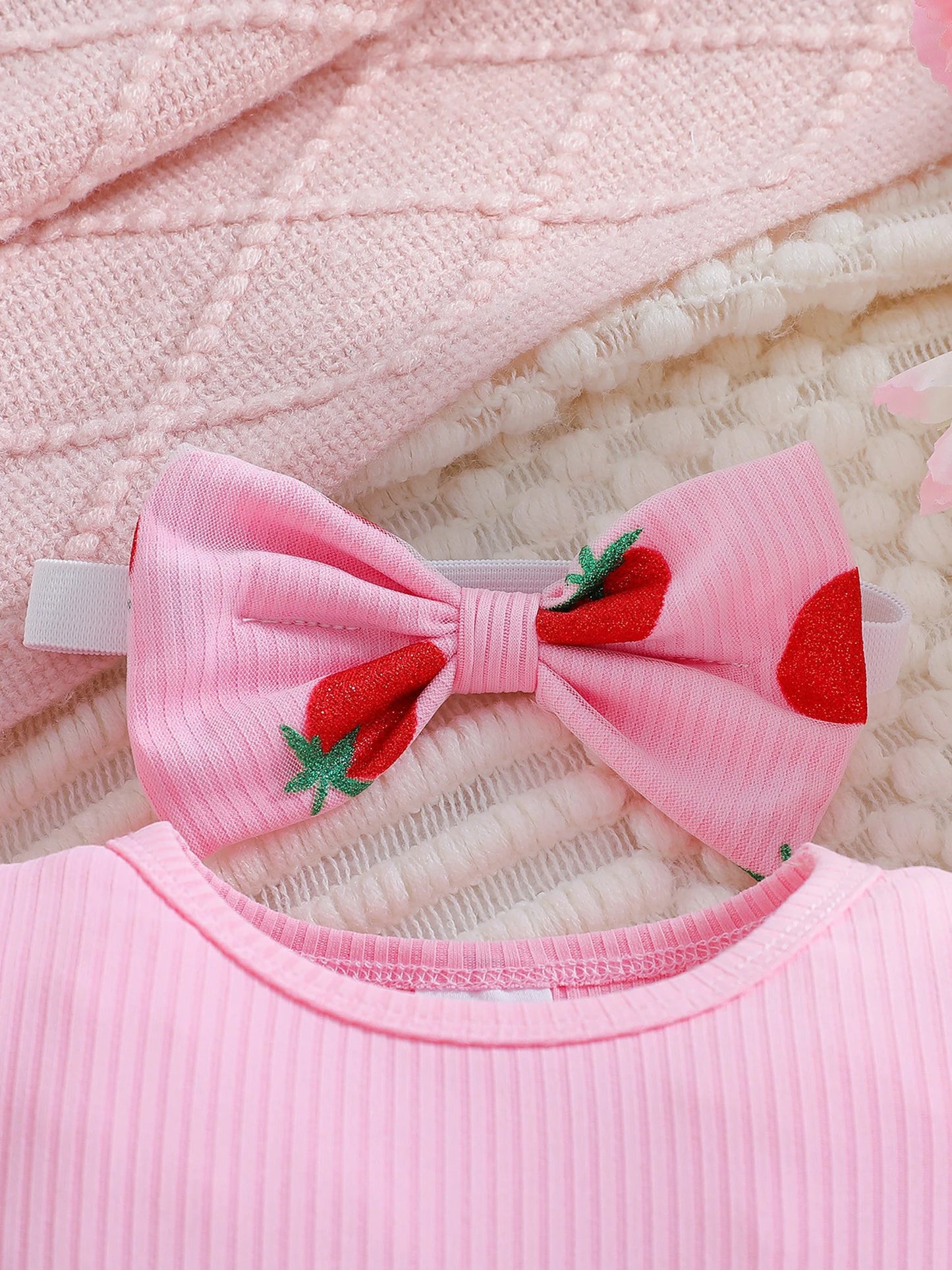 Infant Girls 2-Piece Clothing Set with Ruffle Sleeve Floral Print Romper and Matching Headband Baby Outfit for Newborns