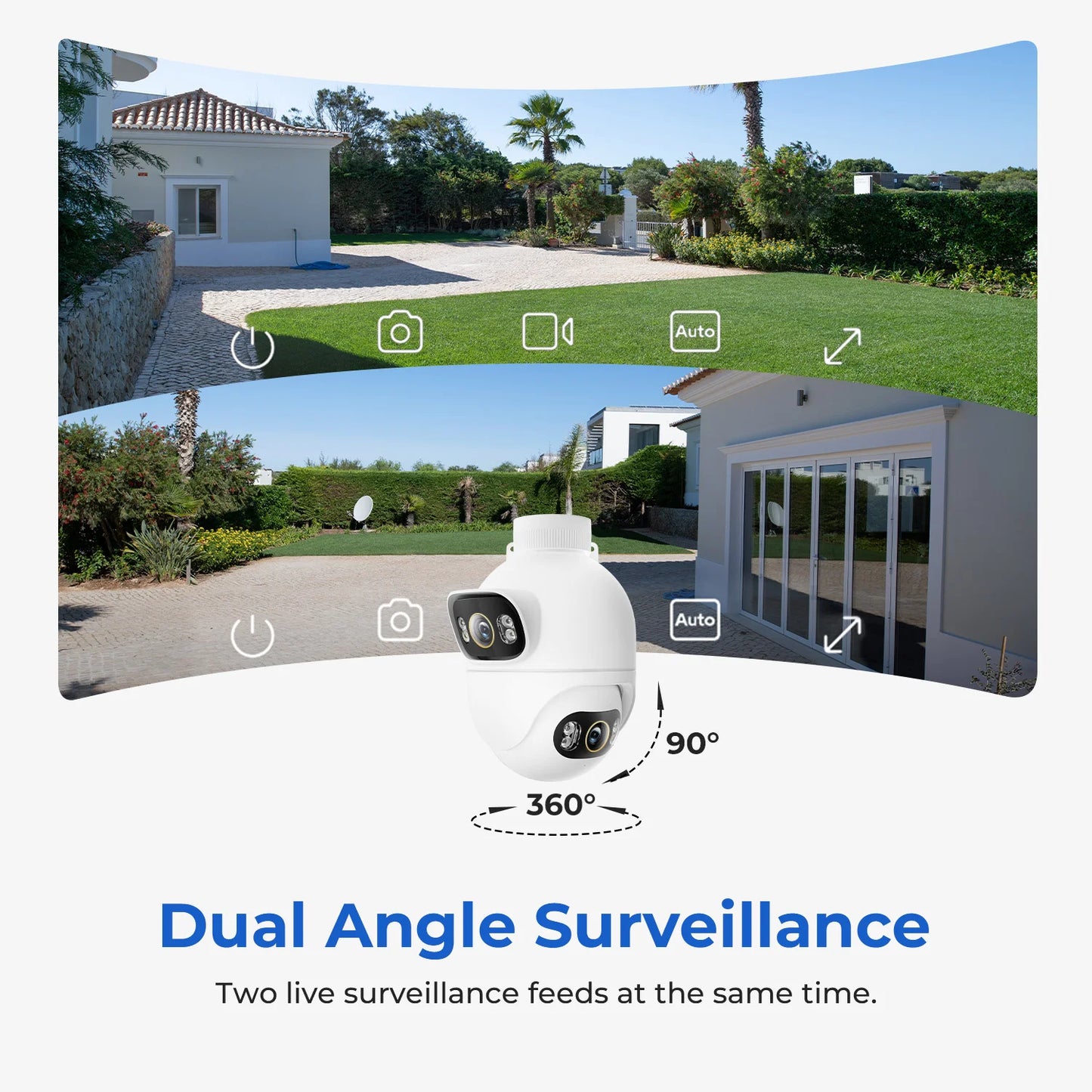 IMILAB New Outdoor Surveillance 3K+3K Dual Lens Camera 360° PTZ/Colour Night Vision/7/24 Work/MiHome App - EC6 Dual Upgraded