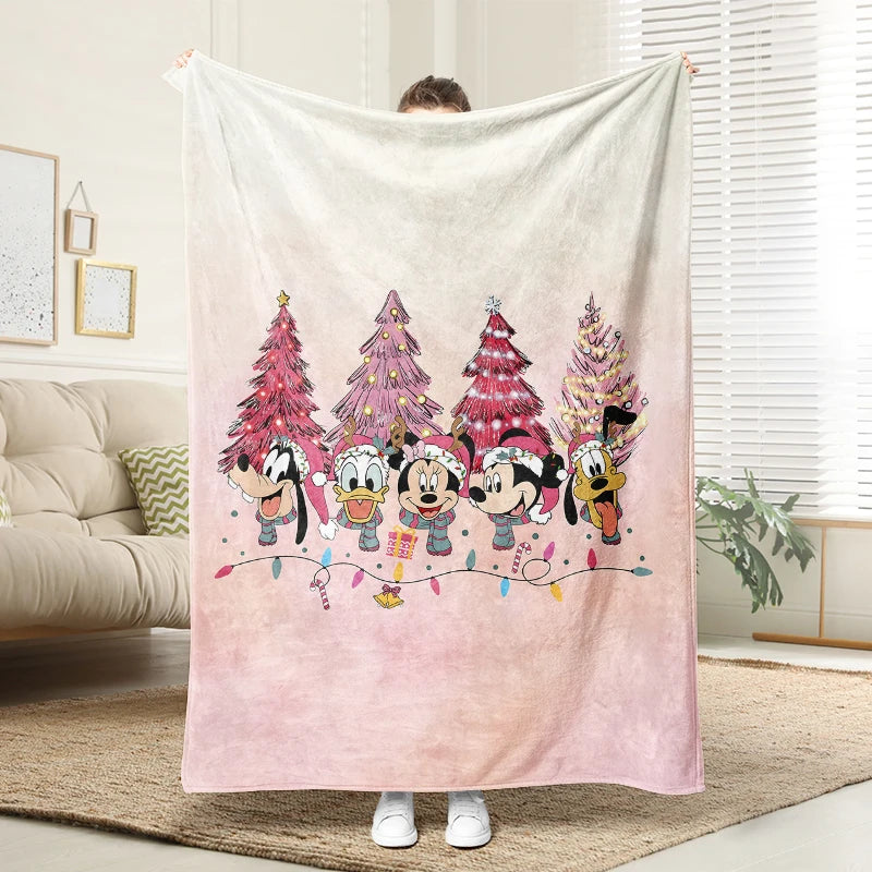 Christmas Mickey Mouse Flannel Blanket Fluffy Cozy Throw Children Adult Nap Blankets  Bedding Blanket for Party Home Decorations