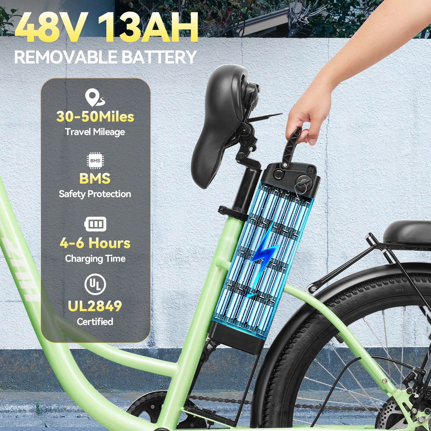 Electric Bicycle for Adults, 750W Motor,48V 13Ah Battery,20MPH 50 Miles Electric Bike,24Inch Tire E-bike