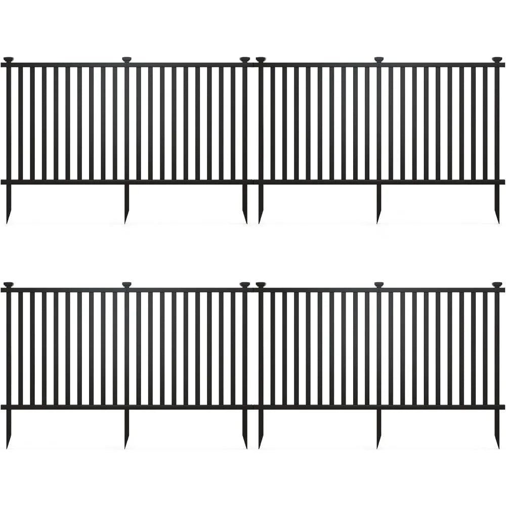 Happygrill Garden Fence 4 Panels, 80”L x 37.5”H Outdoor Privacy Screen w/Sharp Ground Stakes, Protective Caps, No Dig Fence, Vin