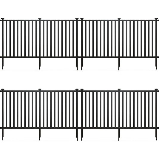 Happygrill Garden Fence 4 Panels, 80”L x 37.5”H Outdoor Privacy Screen w/Sharp Ground Stakes, Protective Caps, No Dig Fence, Vin