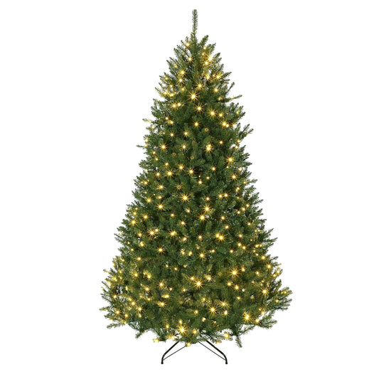 9FT Artificial Christmas Tree, Fraser Fir, 4 Colors Led, 3380 Branch Tips, Xmas Tree for Home Office Decor