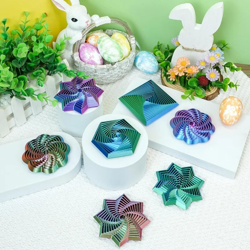 4 Pcs Fractal Fidget Hexagon, Stress Relief Sensory Toys for ADHD,Autism Whirling Spiral Design,Colorful Fidget Toy Christmas