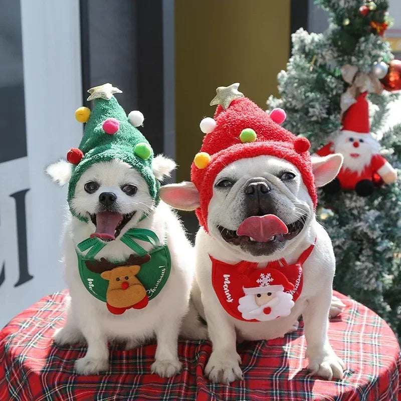 Christmas Pet Cat Dog Hat Santa Small Puppy Xmas Holiday Costume Ornaments Cosplay Props Caps 2025 Christmas Party Pet Supplies