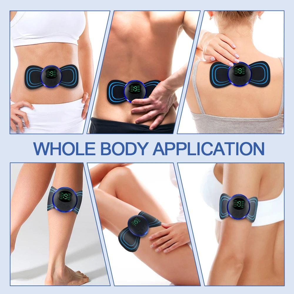 5Pcs Mini Portable Electric Massage Sticker EMS Pulse Neck Massager Relief Muscle Pain and Soreness for Shoulder Leg Arms Cervic
