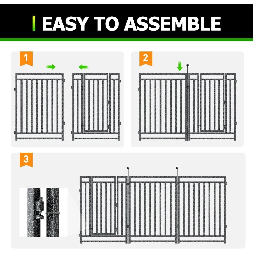Decorative Garden Fence Metal Dog Fence Outdoor for Yard, 36ft (L) × 40in (H), 14 Panels + 2 Gates, Rustproof Animal Barrier Fen