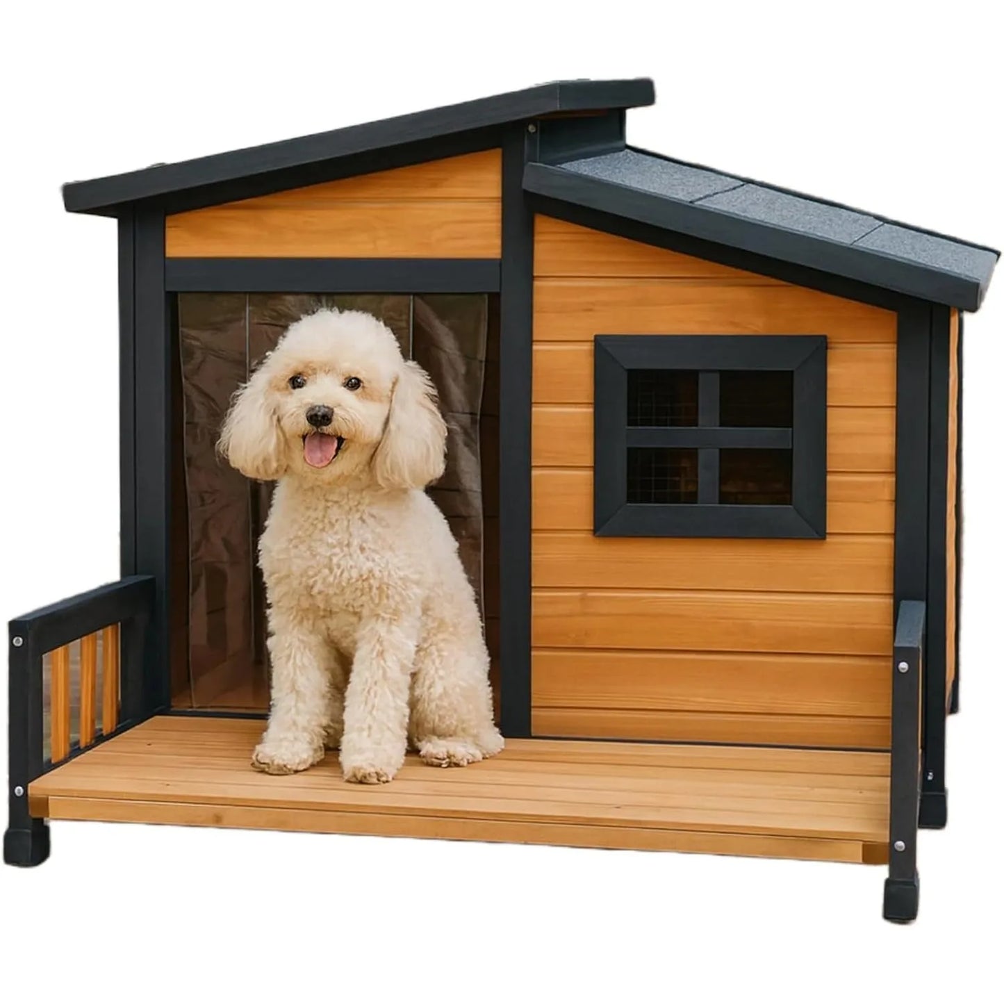 Outdoor Dog House,Wood Warm Pets Home,Insulated Wearproof Outside Shelter  Elevated Floor,Easy to Assemble